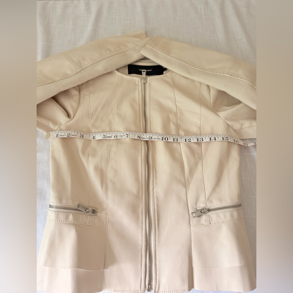 Vero Moda Light Beige Leather Jacket size S - Picture 5 of 8